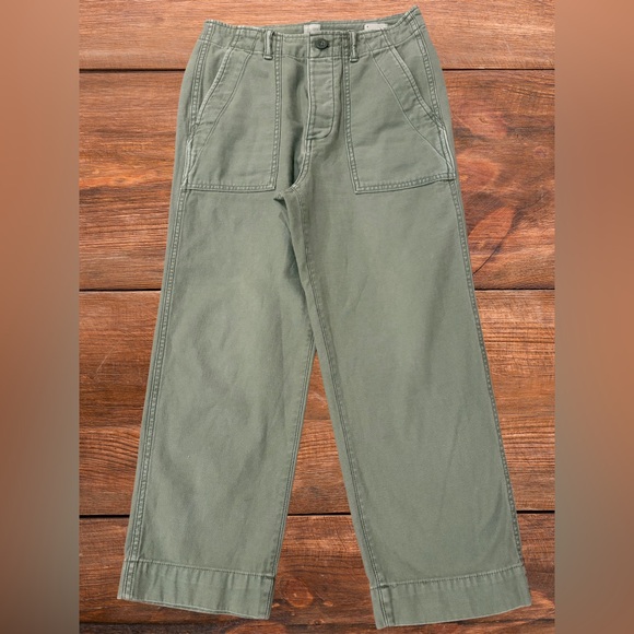 GAP High Rise Straight Crop Utility Pants Olive Green Size 4 - Picture 2 of 4